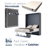 Pack Cama Abatible Vertical con estante sincronizado y colchón