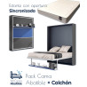 Pack Cama Abatible Vertical con estante sincronizado y colchón