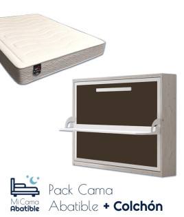 Pack Cama Abatible Horizontal con Escritorio y Colchón