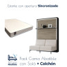 Pack Cama Abatible Vertical con Sofá, Estante Sincronizado y Colchón