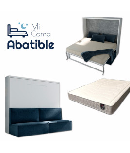 Pack Cama Abatible Horizontal con Sofá y Colchón
