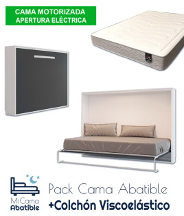 Pack Cama Abatible Horizontal con apertura eléctrica motorizada y Colchón Viscoelástico