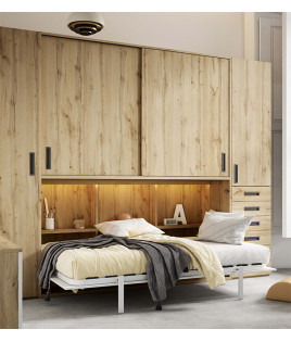 Cama Abatible en medidas individuales y matrimoniales con armario de puertas correderas