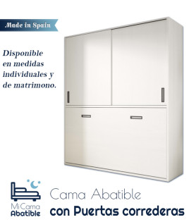 Cama Abatible en medidas individuales y matrimoniales con armario de puertas correderas