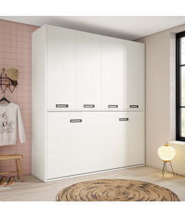 Cama Abatible en medidas individuales y matrimoniales con armario superior