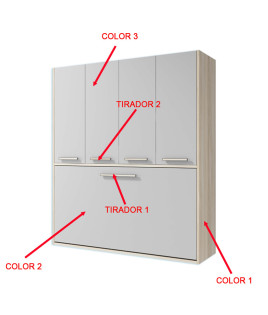 Cama Abatible en medidas individuales y matrimoniales con armario superior