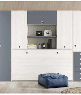 Cama Abatible en medidas individuales y matrimoniales con armario superior 