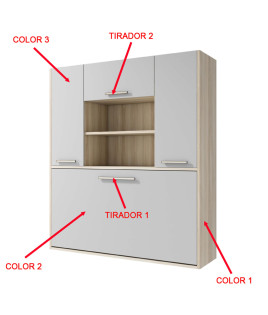 Cama Abatible en medidas individuales y matrimoniales con armario superior 