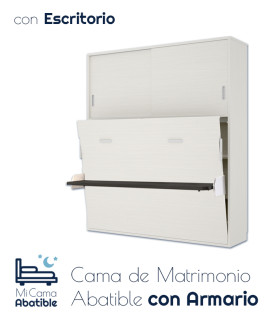 Cama Abatible de matrimonio con escritorio y armario