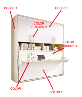 Cama Abatible Horizontal con escritorio y armario