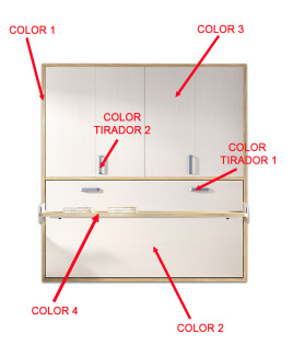 Cama Abatible Horizontal con escritorio y armario