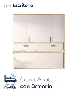 Cama Abatible Horizontal con escritorio y armario