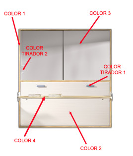 Cama Abatible Horizontal con escritorio y armario de puertas correderas
