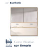 Cama Abatible Horizontal con escritorio y armario de puertas correderas