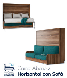 Cama Abatible Horizontal con Sofá