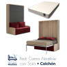 Pack Cama Abatible Vertical con Sofá y Colchón