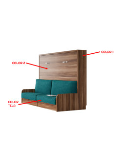 Pack Cama Abatible Horizontal con Sofá y Colchón