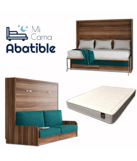Pack Cama Abatible Horizontal con Sofá y Colchón