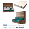 Pack Cama Abatible Horizontal con Sofá y Colchón
