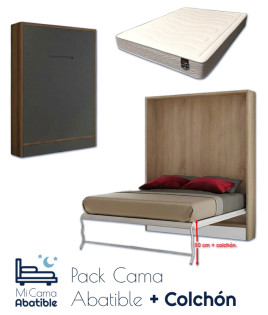Pack Cama Abatible Vertical con más altura y Colchón