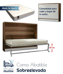Pack Cama Abatible Horizontal con más altura y Colchón