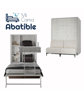 Litera Abatible Vertical con cama Matrimonial y Sofá