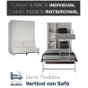 Litera Abatible Vertical con cama Matrimonial y Sofá