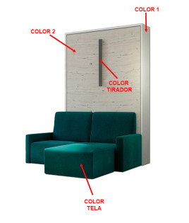 Cama Abatible Vertical con Sofá Chaiselongue