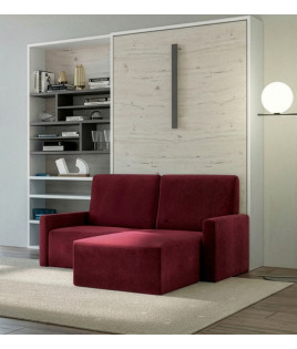 Pack Cama Abatible Vertical con Sofá Chaiselongue y Colchón