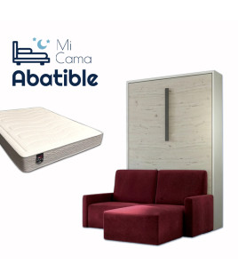 Pack Cama Abatible Vertical con Sofá Chaiselongue y Colchón