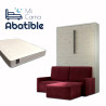 Pack Cama Abatible Vertical con Sofá Chaiselongue y Colchón