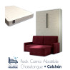 Pack Cama Abatible Vertical con Sofá Chaiselongue y Colchón