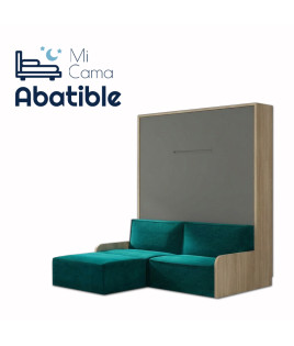Cama Abatible Vertical brazo de madera con Sofá Chaiselongue