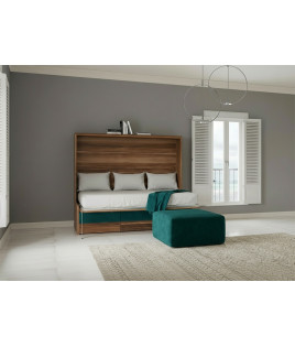 Cama Abatible Horizontal con brazo de madera y Sofá Chaiselongue