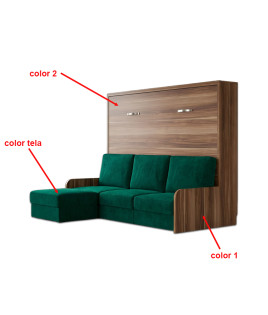 Cama Abatible Horizontal con brazo de madera y Sofá Chaiselongue