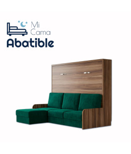 Cama Abatible Horizontal con brazo de madera y Sofá Chaiselongue