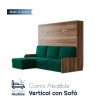 Cama Abatible Horizontal con brazo de madera y Sofá Chaiselongue