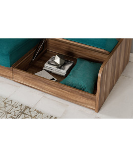 Cama Abatible Horizontal con brazo de madera y Sofá Chaiselongue