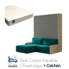 Pack Cama Abatible Vertical con Sofá Chaiselongue y Colchón