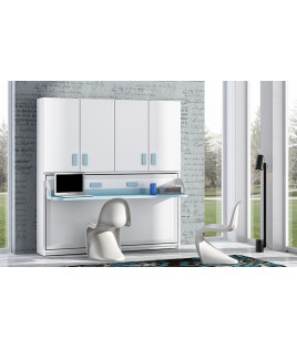 Cama abatible matrimonial e individual con escritorio y armario