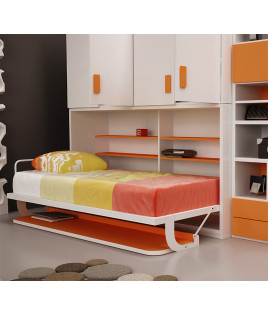 Cama abatible matrimonial e individual con escritorio y armario