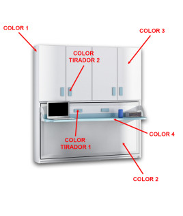 Cama abatible matrimonial e individual con escritorio y armario
