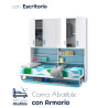 Cama abatible matrimonial e individual con escritorio y armario