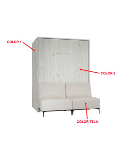 Pack Litera Abatible Vertical Matrimonial con Sofá y Colchones