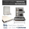 Pack Litera Abatible Vertical Matrimonial con Sofá y Colchones