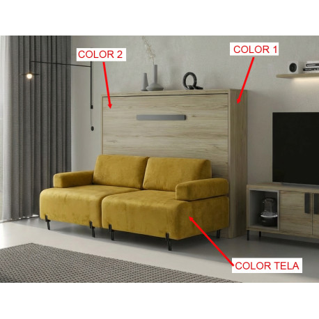 Cama Abatible Horizontal con Sofá