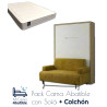 Pack Cama Abatible Vertical con Sofá y Colchón