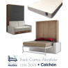 Pack Cama Abatible Vertical con Sofá y Colchón