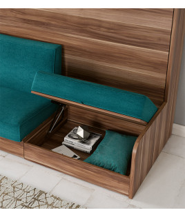 Cama Abatible Horizontal con Sofá y Armario