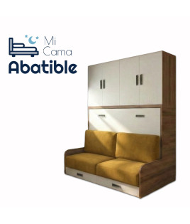 Cama Abatible Horizontal con Sofá y Armario
